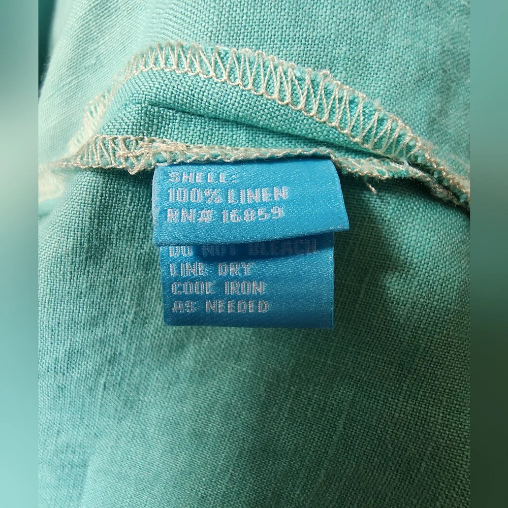 J. McLaughlin Beige and Teal Linen Knee Length Dress XS - Picture 10 of 11